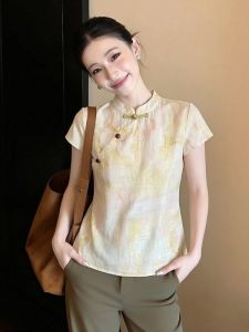 AIYITI | Chinese Style Summer Shirt For Plus Size Women Stand Collar