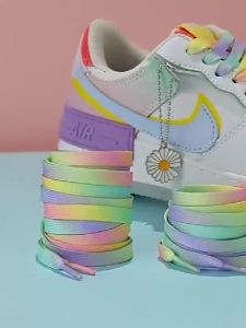 1Pair Colorful Flat Shoe laces Rainbow Gradient Shoelaces for High-top Canvas Sneaker Laces Shoes accessories Shoelace Strings