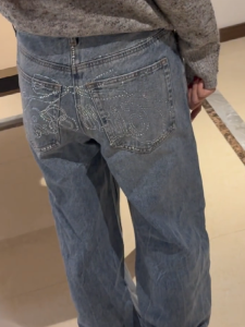 Quần Jeans Denim Ống Rộng Kiểu Dáng Thẳng Phong Cách Mỹ Cho Nữ Quần Dài Đến Sàn Có Dây Rộng Rãi Ôm Dáng Thu Đông Mẫu Mới