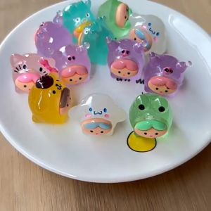 🔥Wishwa👍 Creative 3D Cartoon Ornament Sanrio Luminous Ornament Handmade Small Night Light Decoration Bedside Bedroom Tabletop Decoration Resin Ornaments and Accessories