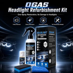 OGAS 180ml+10ml Car Headlight Restoration Coating Kit Yellow Oxidation Remover Auto Lamp Refurbish Protective Fluid with Tools