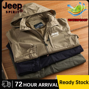 JEEP SPIRIT Waterproof Jacket For Men Outdoor Spring and Autumn Single Layer & Thin Windproof Jacket for Men Outdoor Hiking Jackets(M-4XL)