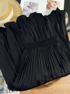 PAIBOLI | Summer New French Chic A-Line Pleated Black Skirt