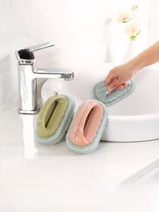 Bathroom Tub Brush Cleaning Sponge Kitchen Tile Storage Sink Cleaner Scouring Pad Durable Household Personal Cleaning Tools