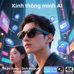 Kính Thông Minh AI Dành Cho Nam Nữ Với Camera HD 8MP Quay Video 4K Gọi Bluetooth Âm Thanh Vòm 3D Kính Mát Thông Minh Dịch Thuật Thông Minh