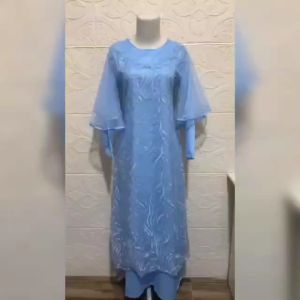Pakaian Muslim Wanita Dewasa Model Terbaru Kekinian Maxi Natasya Dress Matt Moscrepe Mix Brokat Mutiara dan Tille Tutu Polos Good Quality