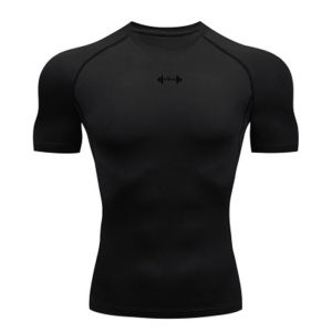 Mens Running Compression T-shirt Short Sleeve Absorbing Sport Tees Gym Fitness Male Jogging Athletic Tops Breathable Slim Fit