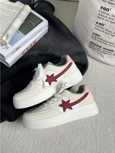 Womens Star Board Shoes 2025 Autumn New American Thick Bottom Casual Sports Shoes Student Versatile Leisure White Shoes