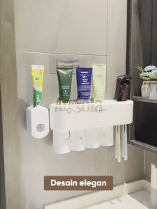 Angola Rak Sikat Gigi Gantung Anti Bor D18-D22 Toothbrush Rack Gratis Gelas Kumur