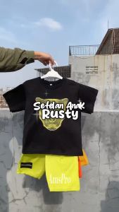 Amspro - Setelan Anak Laki-laki Baju Anak Kaos Oversize Pakaian Santai Rusty Trendi Kasual Terbaru