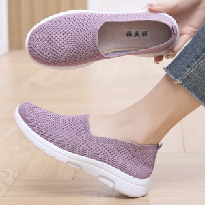 Spring Summer Womens Flat Shoes Breathable Anti-slip Soft Bottom Middle Aged And Elderly Comfortable Casual Fashionable Slip-On Shoes