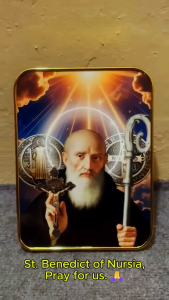 ST. BENEDICT OF NURSIA– High-Quality Religious Frame for Home Decor Altar Wall Display