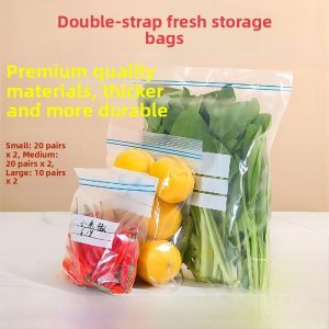 Fresh Keeping Bag Self-Sealing Freezer Refrigerator Plastic Sealed Packaging Bags Home Use Food Storage Pouch with Sealing Strip