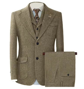 Classic Herringbone Man Suit Sets High Quality Luxury Mens Suits Wedding Dress 3 Piece Set (Jacket+Vest+Pants)