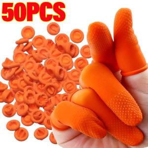 50Pcs Latex Finger Cots Orange Thumb Caps Anti-static Industry Rubber Fingertips Protector Gloves Non-slip Finger Gloves