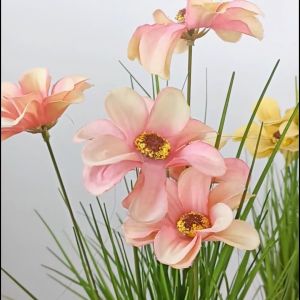 Pot Bunga Plastik Cosmos Daisy Tanaman Artificial Dekorasi Rumah Ruangan Vas Ornamen COD PBP122