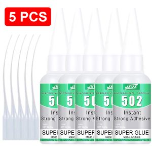 Jxvx 1-5Pcs 502 Hydroacrylate Quick-Drying Instant Strength Adhesive Metal Wood Rubber Leather Adhesive Strength Liquid Glue Tool