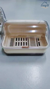 Kitchen Half-Cover Dish Rack | Tableware Storage Box Draining Bowl Plate Holder 厨房沥水碗柜