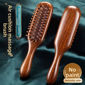 Women Long Hair Cushion Massage Comb Wooden