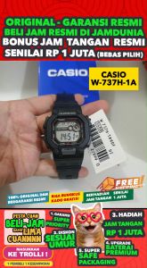 CASIO ORIGINAL - CASIO W-737H-1A - MEN - Resin - Hitam - Jam dunia JD18ST