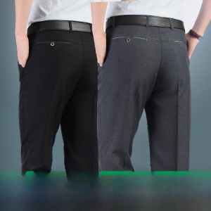Spring and Summer Lightweight Loose Ice Silk Linen Mens Trousers