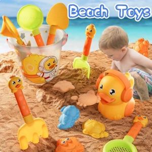 Beach Toy for Kids Duck Sand Plastic Bucket Summer Street Stall Toys Watering Bottle Shovels Toys