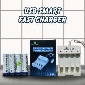 Charger Baterai USB Smart Phytona Fast 4 Slot Pengisian Batre AA/AAA (NI-MH NI-CD) 220 Volt