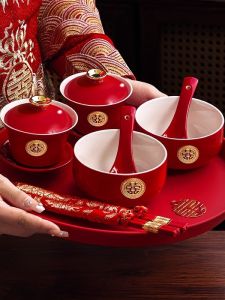 ETY | Red Wedding Set with Tea Cups and Chopsticks for Toasting and Changing Titles
