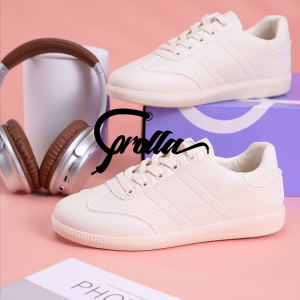 Corolla Womens White & Pink Sneakers - Lightweight Work Shoes PU material Athletic Casual Footwear
