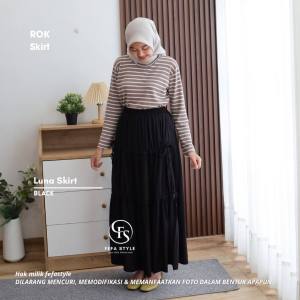 LUNA SKIRT By FEFASTYLE - Rok serut pita bahan adem - rok panjang wanita korean look