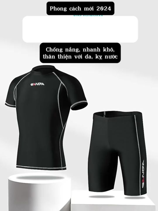 Đồ bơi nam tay ngắn quần lửng chính hãng YUKE kiểu dáng thể thao mẫu ...