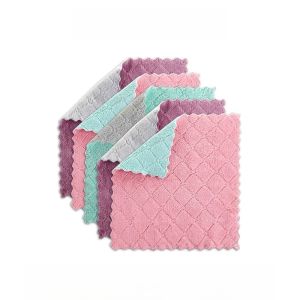 Water Absorbent Kitchen Cloth Oil Removal Dishwashing Cloth Non-Falling Hair Easy to Clean Tablecloth Coral Fleece Material
