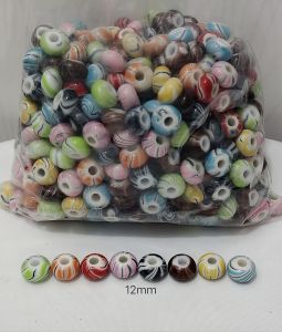 250grams (est.250pcs) Marble Abacus Beads Round Big Hole 12mm Swirl Spacer Beads DIY Bracelet Necklace Keychain Jewelry Making Accessories