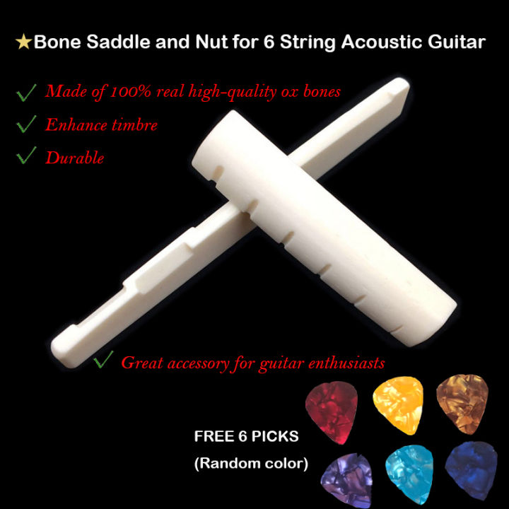 Bone Guitar Saddle and Nut for 6 String Acoustic Guitar Accessory