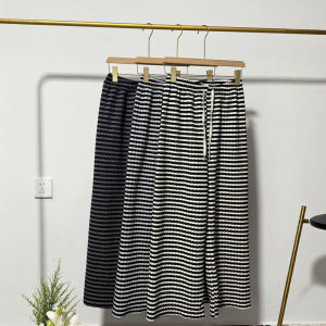 กางเกงขายาวทรงหลวมเอวสูงลายทาง กางเกงขายาวลำลองสำหรับผู้หญิง กางเกงขายาวทรงตรง ทรงหลวม โพลีเอสเตอร์ สไตล์ฤดูใบไม้ร่วง