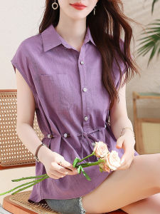 High-End Fashionable Spring Elegant Niche Versatile Waist-Cinching Sleeveless Blouse