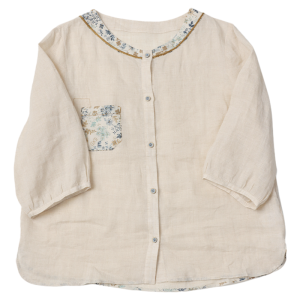 WUSEWUWEI | Summer O-Neck Nine Sleeve Patchwork Shirt Linen Material Round Neck Artistic Feeling Summer Edition Colorless and Flavorless