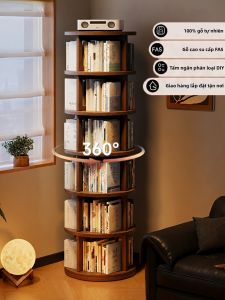 ZHUOHE | Giá Sách Góc 360 Độ Quay Được Treo Tường Hoặc Đứng Sàn