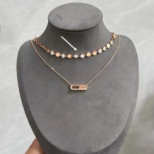 Electroplated 18K Gold Classic Full Diamond Womens Necklace High-End Jewelry