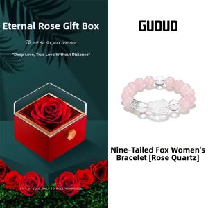 GUDUD | Couple Bracelets Pink Crystal Silver Obsidian