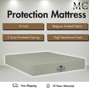 ( Mattress Concept SG ) Protection 10 Inch 3 Zone Pocketed Spring 10 Inch Mattress/Single/Super Single/Queen/King