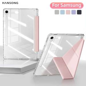 For Samsung Galaxy Tab S9 11 S9 FE A9 8.7 inch A9+ S10 FE S9+ S10+ 12.4 Y-shaped Casing with Pencil Holder A11+/A11 Clear Case