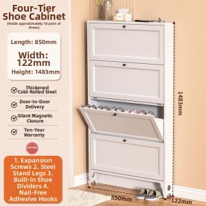 MEISITEKEKE | Steel Ultra-thin Flip-out Shoe Cabinet