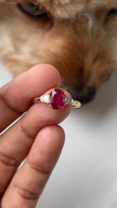GIA 1.15ct Unheated Burma Ruby Ring with Natural Diamonds in 18k solid gold