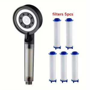 Đầu Vòi Sen Lọc 5 Chế Độ Kiểu Mưa Cầm Tay Phụ Kiện Phòng Tắm Với Lỗ Xả Nước Lớn Chất Liệu Nhựa ABS Tròn Tăng Áp Cho Gia Đình
