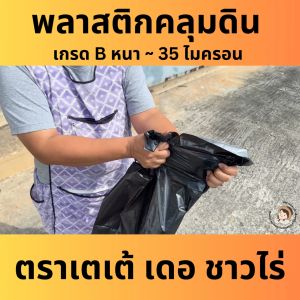 พลาสติกคลุมแปลง คลุมดิน หญ้า ดำ-เงิน เกรด B 400เมตร 30 - 35  ไมครอน ผ้ายาง Plastic mulch