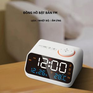 Đồng Hồ Báo Thức LED Hiện Đại Với Đài FM Lịch Kỹ Thuật Số Nhiệt Kế Máy Đo Độ Ẩm Đồng Hồ Để Bàn Đồng Hồ Báo Thức Đầu Giường