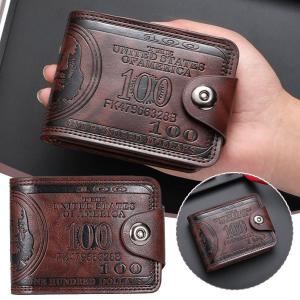 Mens Wallets with 100 US Dollar Pattern Hasp Male Leather Wallet with Zipper Card Holder Coin Pocket Purse Cartera Hombre