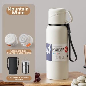 Large Capacity Insulated Double Lid Stainless Steel Tea Separator Bottle