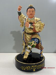 Nezha Statue Three Princes Middle Altar Marshal Buddha Statue Buddha Utensils Home Serving Gods Golden Body Entrance Zen Ornament